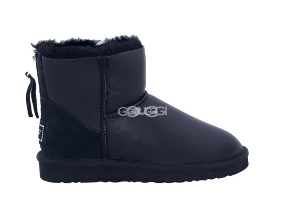 Женские мини угги на молнии Classic Mini ZIP Metallic Black