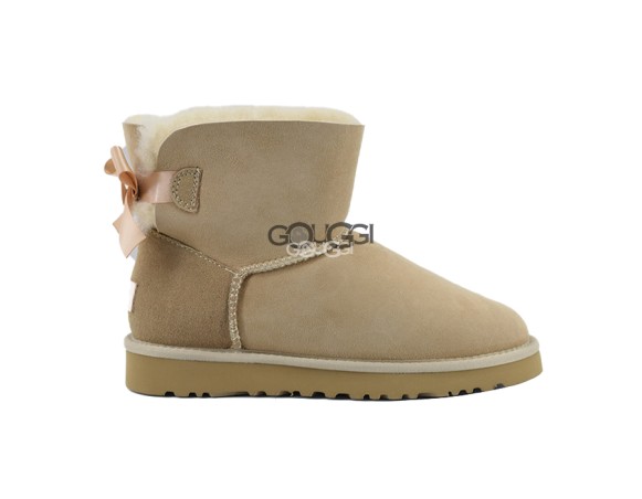 Женские мини угги с бантиками Mini Bailey Bow Sand II