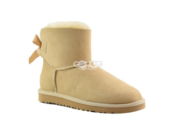 Женские мини угги с бантиками Mini Bailey Bow Sand 
