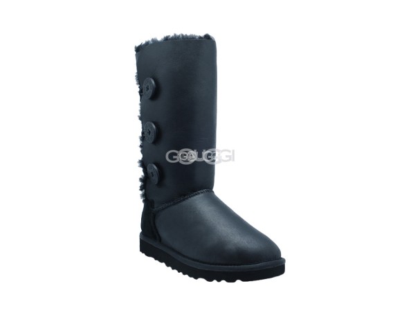 Женские угги с пуговицами Bailey Button Triplet Metallic Black