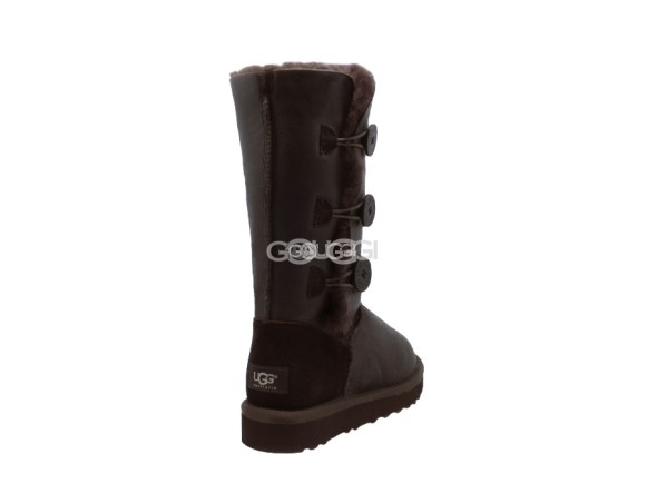 Женские угги с пуговицами Bailey Button Triplet Metallic Chocolate