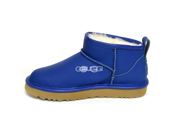 Женские кожаные ультра мини угги Ultra mini Leather Navy