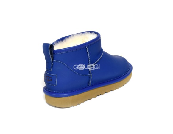 Женские кожаные ультра мини угги Ultra mini Leather Navy