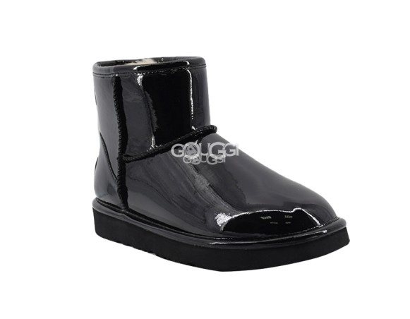 Женские мини угги Jimmy Choo Classic Mini Patent Black 