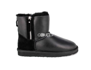 Mini Double Zip Metallic Black