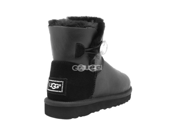 Женские мини угги с пуговицей Mini Bailey Button Bling Metallic Black