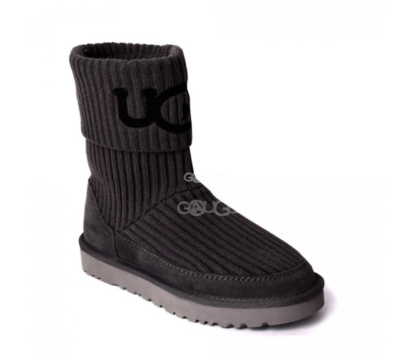 Женские вязаные угги Classic Rib Knit Grey