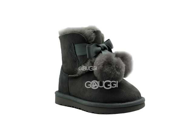 Детские угги с помпонами Kids Gita Grey