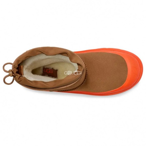 Женские короткие угги с галошами Classic Short Weather Hybrid - Chestnut / Orange
