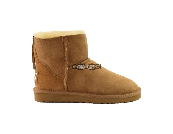 Женские мини угги на молнии Classic Mini ZIP Chestnut 2