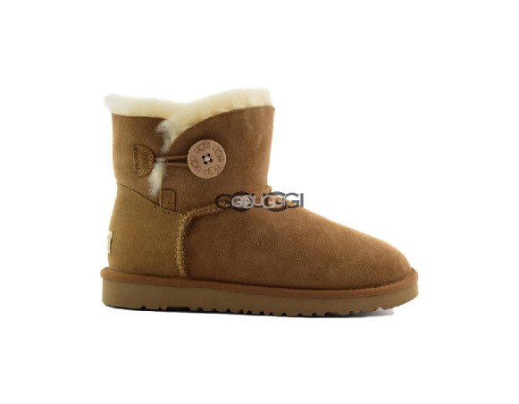 Женские мини угги с пуговицей Mini Bailey Button Chestnut 1