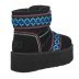 Женские мини угги на платформе Mini II Braid Platform - Black