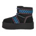 Женские мини угги на платформе Mini II Braid Platform - Black